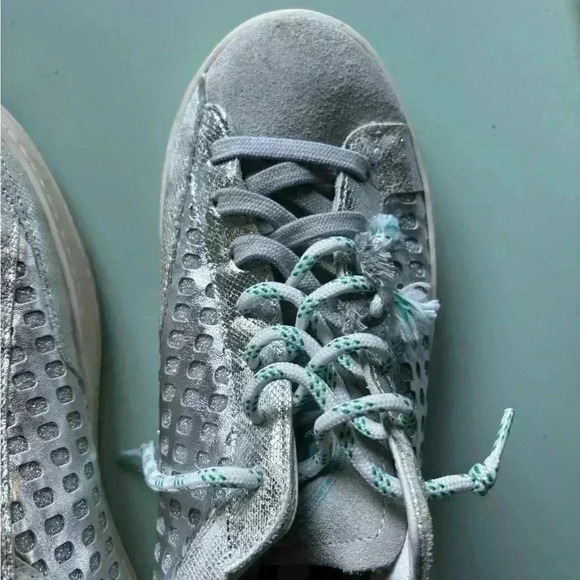 Size 40 P448 Teal, White, and Silver Sneakers - Picture 7 of 10
